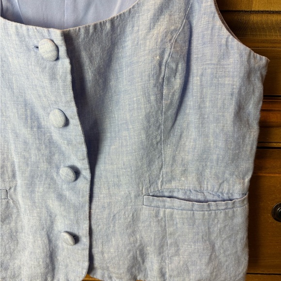 J. Crew Women's Light Blue Sleeveless Linen Blouse - Picture 3 of 5